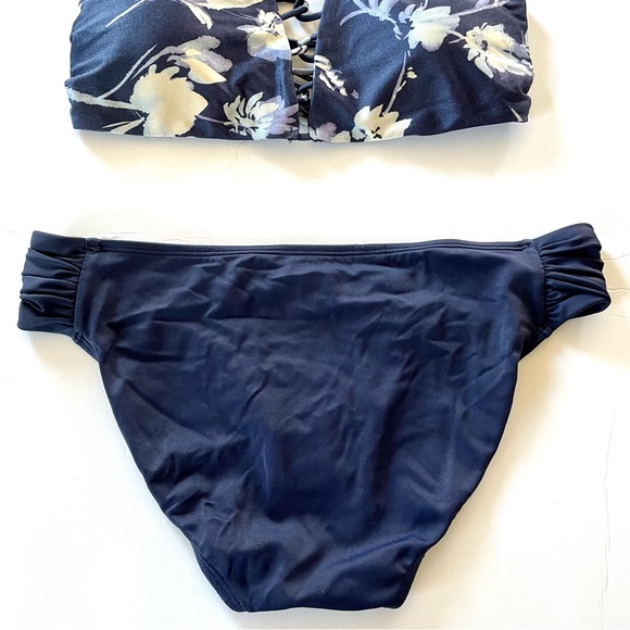 SOLD Athleta Aqualuxe Floral Loop Bikini Set Women’s Small Navy Blue Halter - Picture 6 of 16